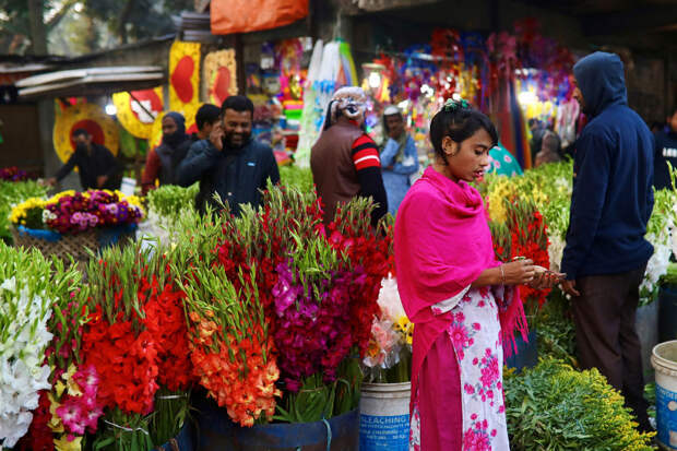 Цветочный рынок в Дакке, Бангладеш