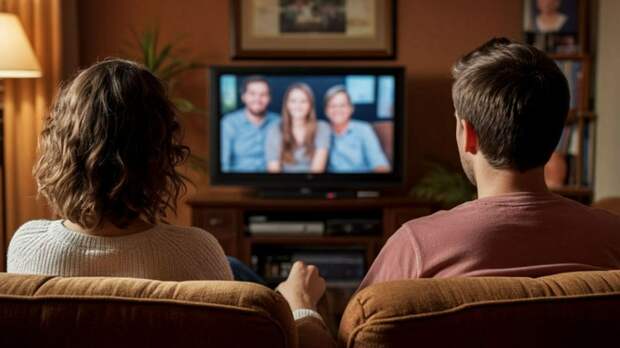 Семейная пара смотрит телевизор / Изображение сгенерировано YandexGPT 5 Pro / amic.ru