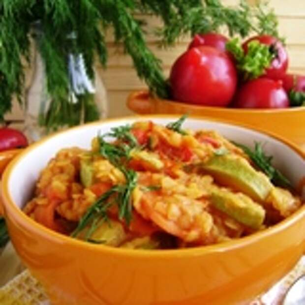 Пряное овощное рагу с чечевицей