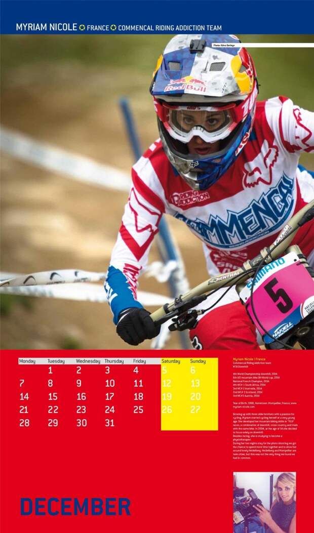 Профессиональные спортсменки в велосипедном календаре Cyclepassion calendar 2015 - Myriam Nicole / Мириам Николь