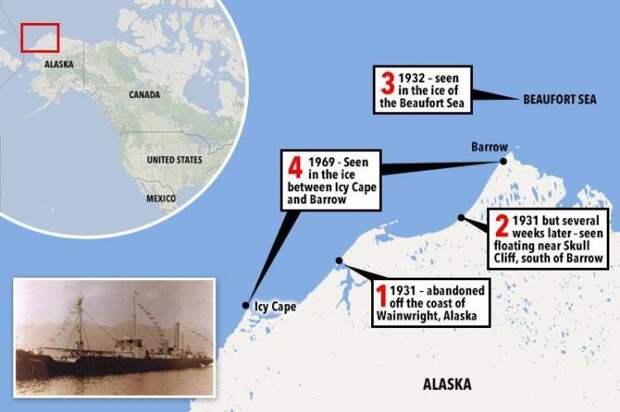 Побережье Аляски, где видели SS Baychimo между 1931 и 1969 годами. | Фото: thesun.co.uk.