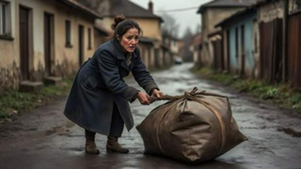 Женщина с мешком / Изображение сгенерировано YandexGPT 5 Pro / amic.ru