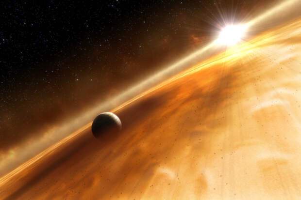 Открытие Фомальгаута b вызвало жаркую полемику о том, как планета могла так быстро сформироваться вокруг столь горячей звезды. «Закрытие» планеты может решить эту сложную проблему. (Илл. ESA / NASA / L. Calcada.)