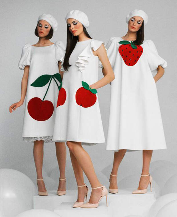 платье с изображением вишни