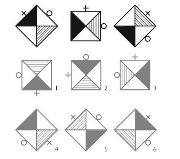 Какая из шести пронумерованных фигур должна завершить серию