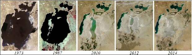 Деградация моря с 1970-х г. до наших дней. Фото Яндекс. Картинки.