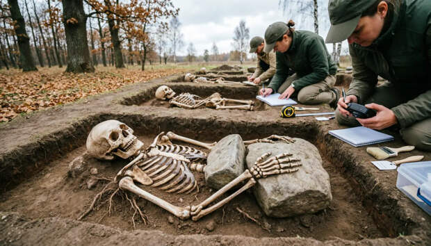 Польские археологи обсуждают кладбище вампиров в деревне Пень