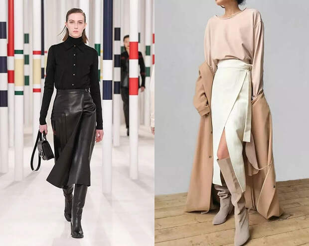 Кожаная юбка Hermès, юбка кроя на запах Кожаная юбка Hermès, юбка кроя на запах