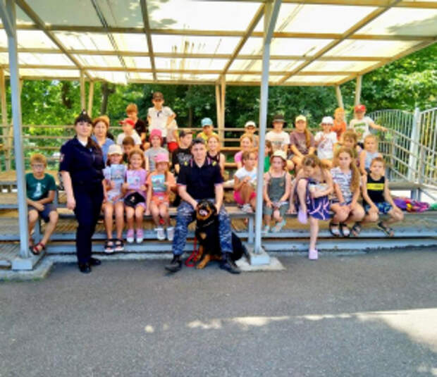 В Туапсе транспортные полицейские провели профилактические занятия в детском лагере