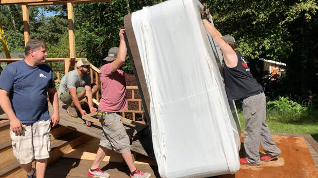 Installing our hot tub