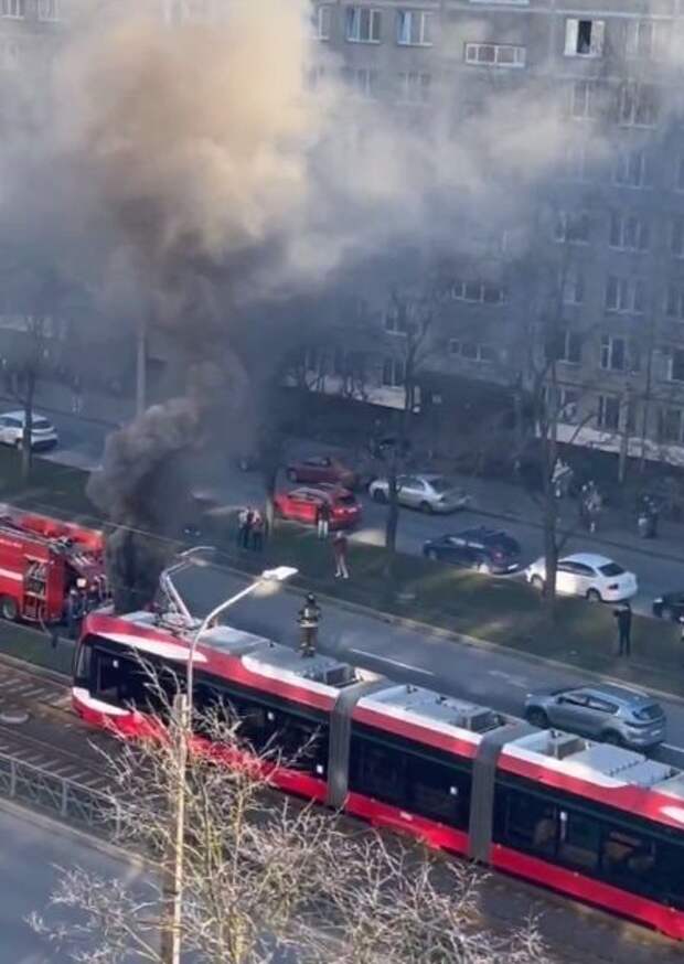 Пассажиров экстренно эвакуировал машинист: в Невском районе горел трамвай