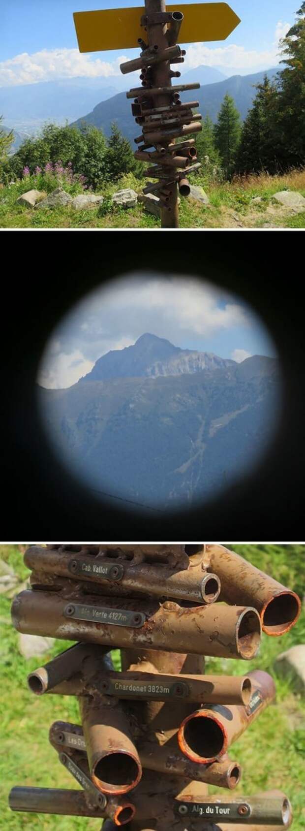 Подзорные трубы для рассматривания окрестных гор в Швейцарии. Каждая труба направлена на определенную гору идеи, необычно, нестандартно, нестандартные идеи, оригинально, оригинальные решения, проблемы, решения