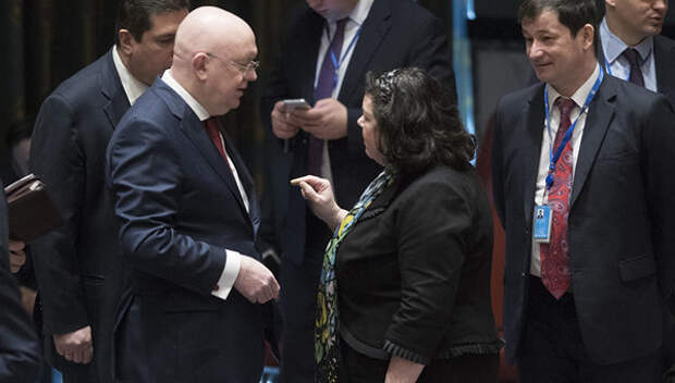 Василий Небензя и Карен Пирс в Совбезе ООН. Фото с сайта: Ria.ru