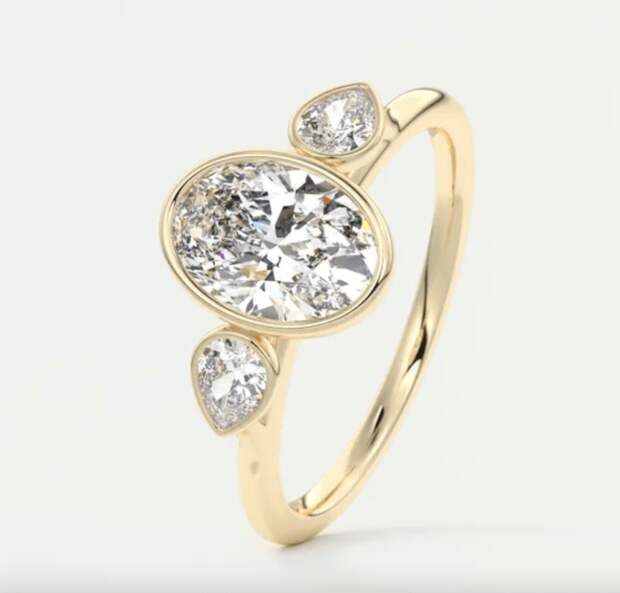 Frank Darling Breezy Bezel Pears Oval Engagement Ring