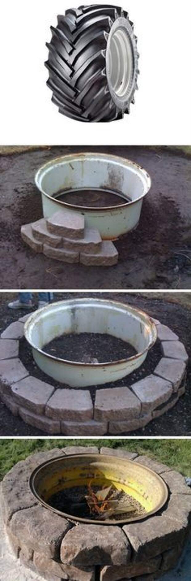 Tractor Wheel Fire Pit   Gotta look on Craigslist for a wheel!!: 