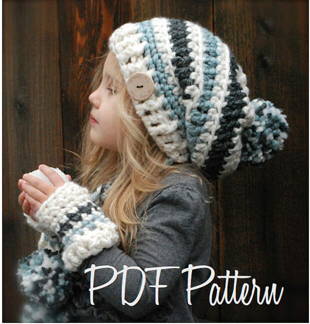 Crochet PATTERN-The Feyona Cap/Mitt Set (Toddler, Child and Adult sizes)