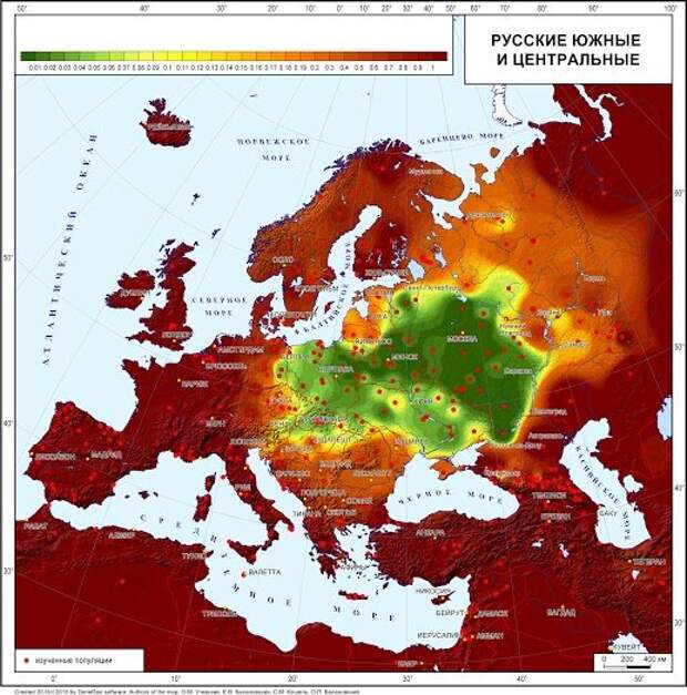Генетический ландшафт южных и центральных русских (картинка взята из ОИ)
