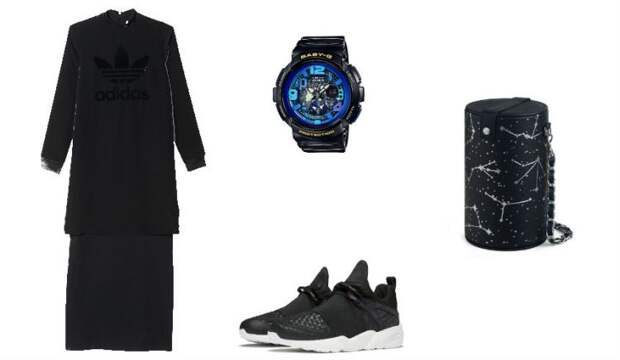Платье, Adidas; Часы, Casio Baby-G; Кроссовки, PUMA x Filling; Сумка, Pepfer.