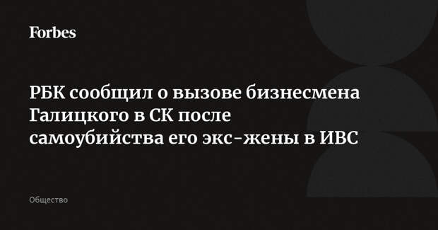 РБК сообщил о вызове бизнесмена Галицкого в СК после самоубийства его экс-жены в ИВС