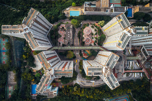 Спальные районы Гонконга с высоты птичьего полета азия, гонконг, фотопутешествие