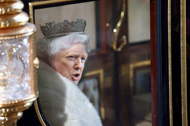 Что будет, если Трампа одеть в гардероб английской королевы? Дональд Трамп, великобритания, королева Елизавета, сша, фотошоп