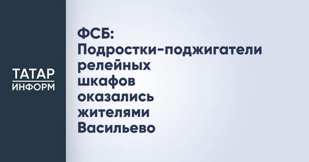 ФСБ: Подростки-поджигатели релейных шкафов оказались жителями Васильево