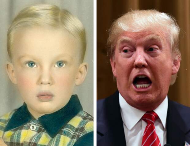 Дональд Трамп в детстве и сейчас