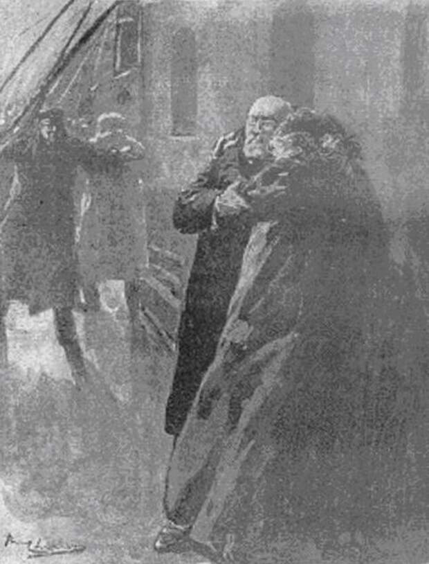 Рисунок Пола Тириата, опубликованный в французской газете 20 апреля 1912, изображает последние минуты Иды и Исидора Штраус. Рисунок Пола Тириата, опубликованный в французской газете 20 апреля 1912, изображает последние минуты Иды и Исидора Штраус.