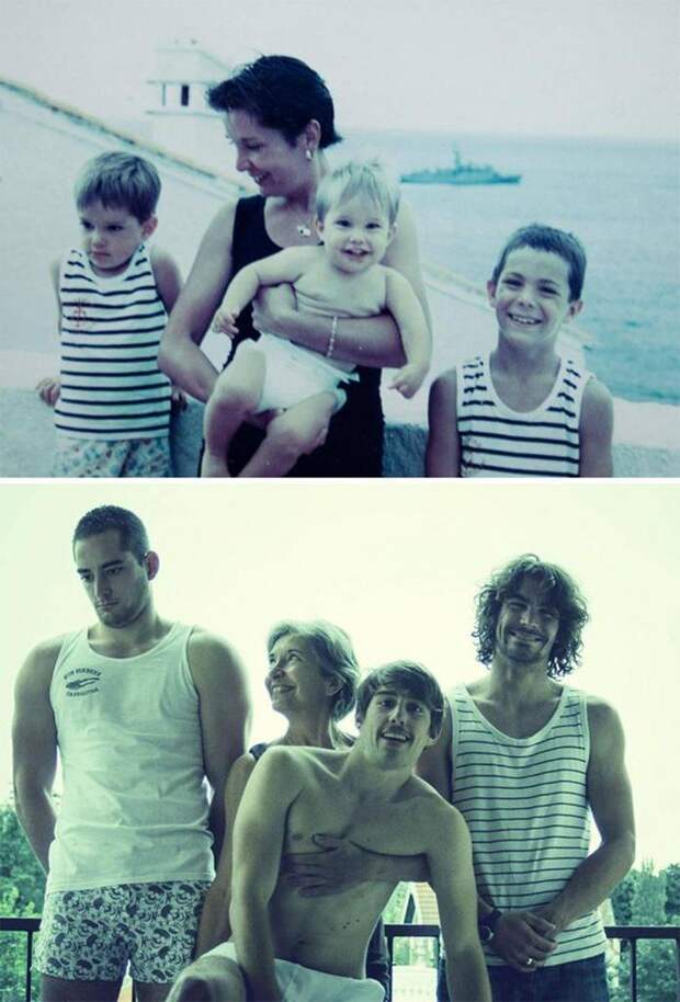 Взрослые люди воссоздали свои детские фотографии: получилось очень мило