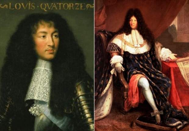 Слева – молодой Людовик XIV. Справа – Людовик XIV в зрелом возрасте Репродукции с портретов | Фото: myhistori.ru
