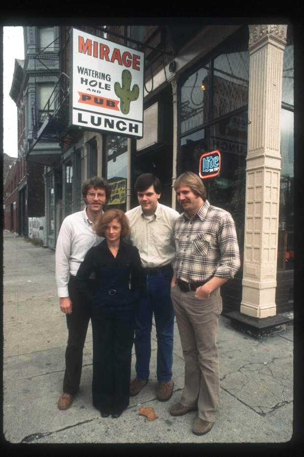 The Sun-Times/Mirage team stands outside the bar.