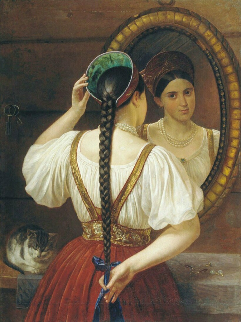 «Девушка перед зеркалом», 1848 г. Ф. Будкин 4 смешных запрета, которые существовали для русских мужчин в прежние века