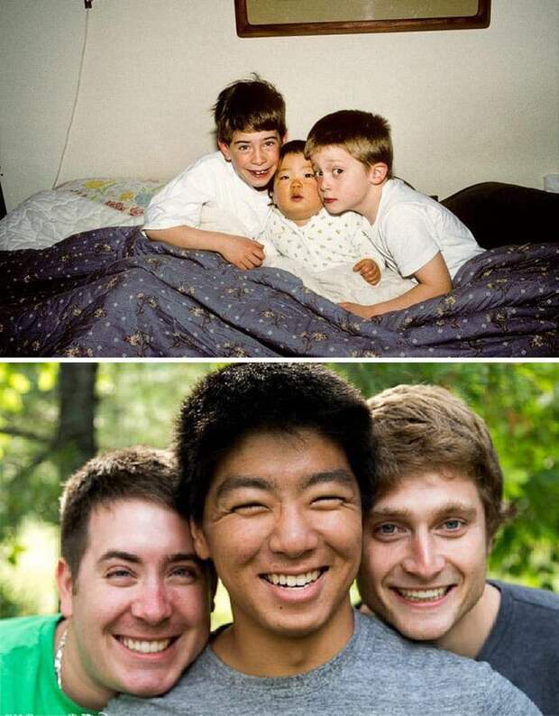 Взрослые люди воссоздали свои детские фотографии: получилось очень мило