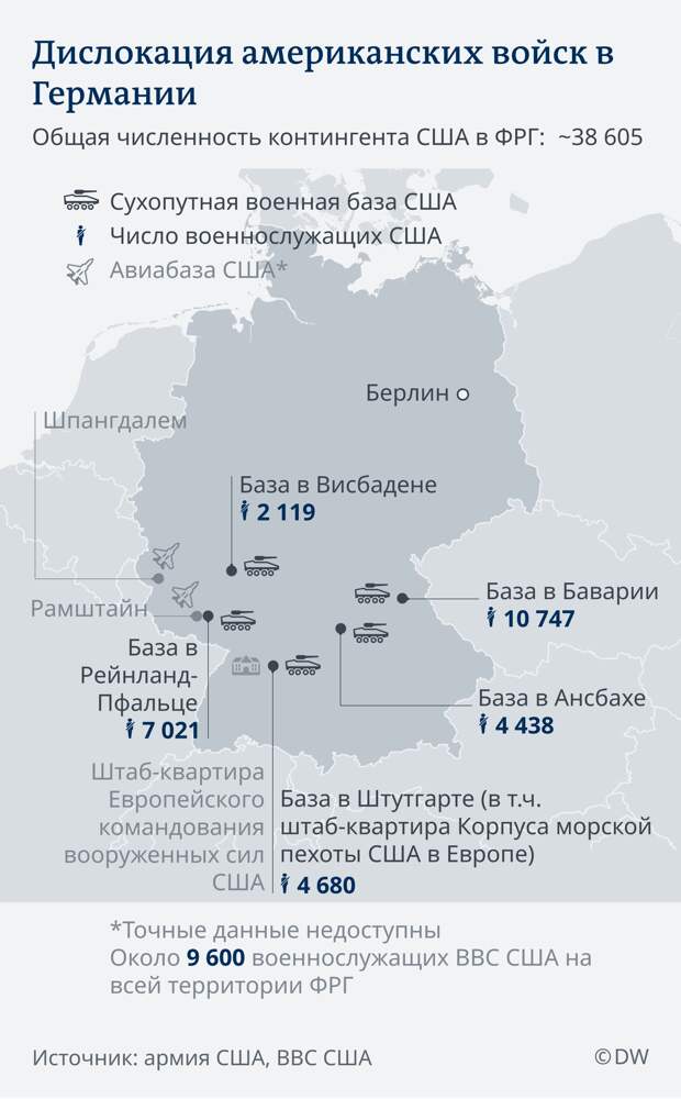 Karte US Militärbasen in Deutschland RU