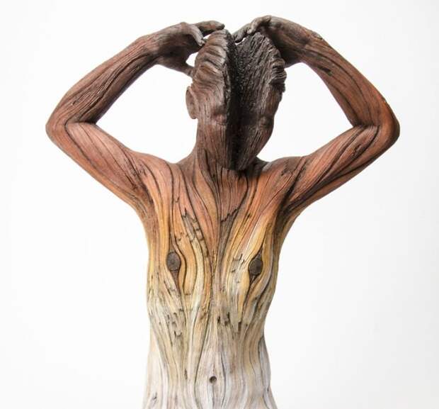 Скульптор делает завораживающие «деревянные» скульптуры из керамики дерево, искусство, керамика, скульптор, скульптура