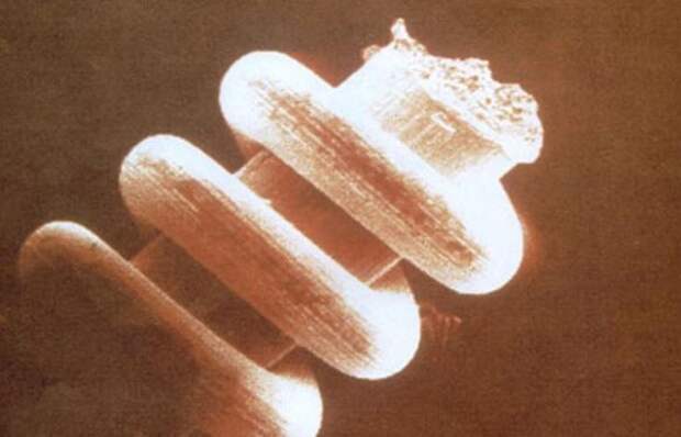 Увеличенное изображение одной из нано-катушек, найденных на Урале.