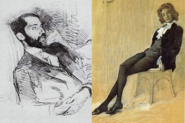 Слева – Д. С. Мережковский. Портрет работы И. Репина, ок. 1900 г. Справа – Л. Бакст. Портрет З. Гиппиус, 1906 | Фото: epochtimes.ru Слева – Д. С. Мережковский. Портрет работы И. Репина, ок. 1900 г. Справа – Л. Бакст. Портрет З. Гиппиус, 1906 | Фото: epochtimes.ru