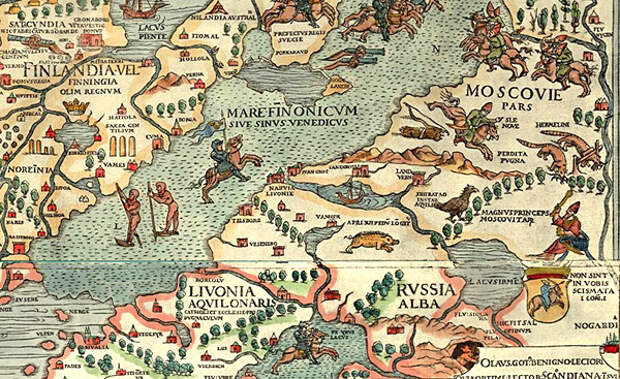 Белая Русь (Russia Alba) на карте «Carta Marina», составленной в 1539 году. Источник: wikimedia.org