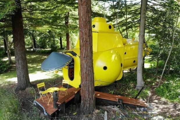 Новозеландец построил желтую подводную лодку в лесу дизайн, креатив, недвижимость, подводная лодка, сделай сам, талант
