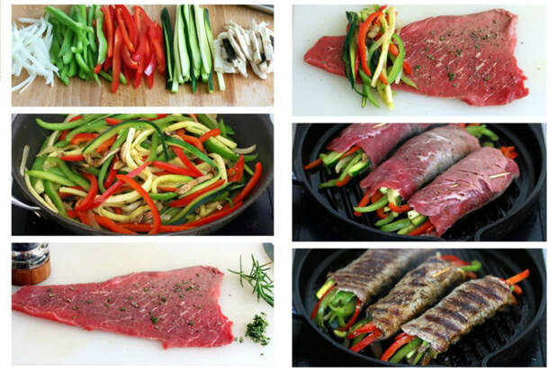 Мясо с овощами - принцип тот же - нарезать, можно отбить, завернуть, обжарить вкусно, еда, красиво, мясо, рецепты