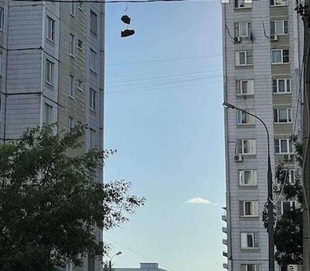 Во дворе дома на Менжинского сняли ботинки с проводов