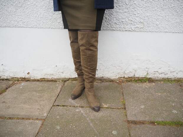 JustFab Khaki Over the Knee Boots 