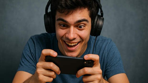 Игра в мобильном телефоне / Изображение сгенерировано нейросетью DALL-E / amic.ru