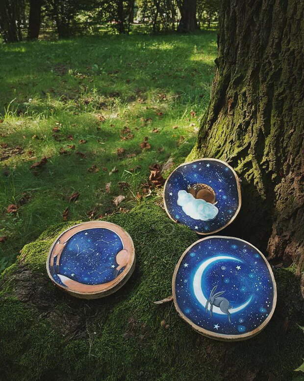 Рисунки на деревянных спилах Forest Design