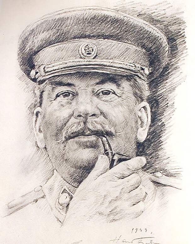 Портрет И.Сталина с трубкой, 1949.jpg