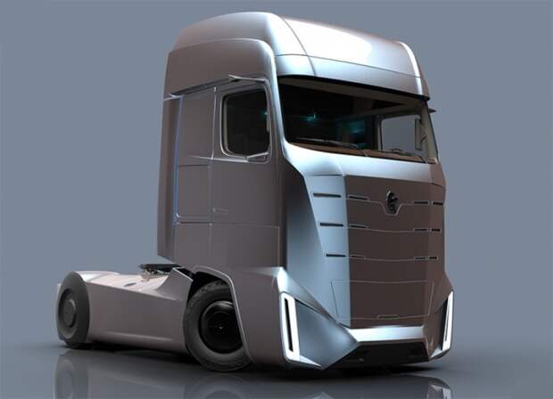 Монументальный дизайн кабины нового дальнобойного КАМАZ E-Truck.