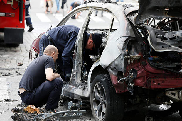 Взорванный автомобиль Павла Шеремета