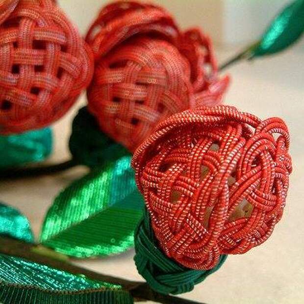 цветы из бумажных японских шнуров мидзухики
