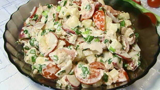 Фото к рецепту: Салат из редиса с тунцом Фото к рецепту: Салат из редиса с тунцом