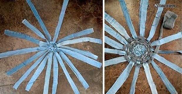 Корзинка из старых джинсов